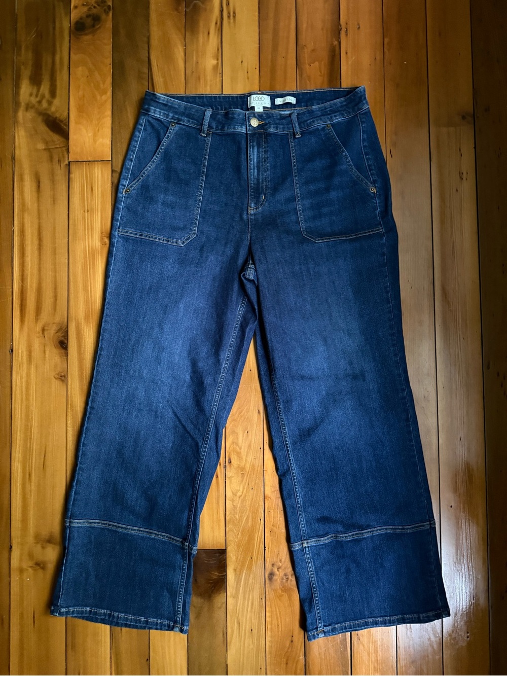 LOGO by Lori Goldstein Dark Blue Wide-Leg Women’s Jeans